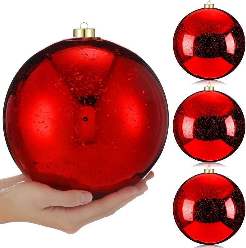 lot 471269 image: 4 Pcs Extra Large Retro Mercury Christmas Balls Ornaments 8 Oversized Giant Hanging Shatterproof Electroplated Ball Christmas Tree Ornaments for Xmas Party Outdoor Decor (Gold)