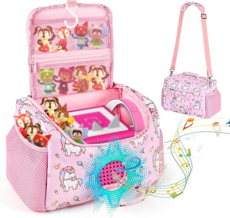 lot 471309 image: Carrying Case for TonieboxLittle Tikes Story Dream Machine Starter Set & Music Player Storage Carrier Bag Adjustable Strap Travel Storage Bag, Pink