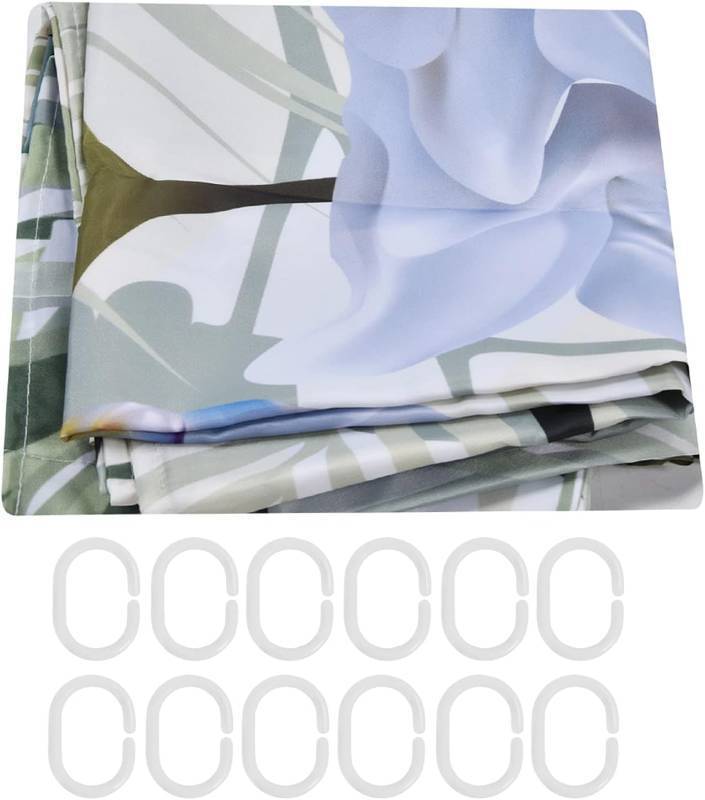 lot 101462 image: Flower Print Shower Curtain, Polyester Colorful Plants Pattern Bathroom Curtain Lightweight, Suitable for Tub, Shower, Bathroom Decor (180  200cm)
