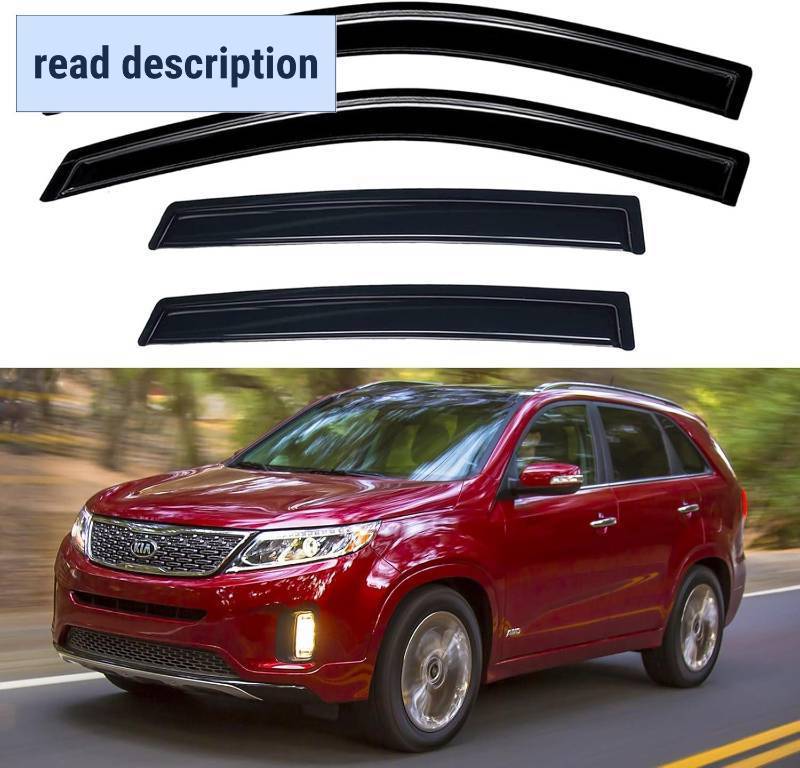 lot 101506 image: Window Visors Rain Guards for 2011 2012 2013 2014 2015 Kia Sorento, Out-Channel Window Vent Wind Deflectors Visors Shades for 11-15 Kia Sorento