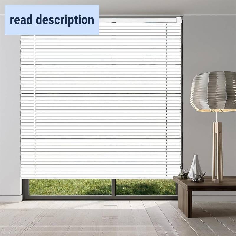 lot 101507 image: 1 Cordless Mini Blinds 25 W x 36 H, White Vinyl Blinds, Horizontal Light Filtering, Window Blinds for Indoor Windows, Office, Kitchen, Bathroom and Living Room.