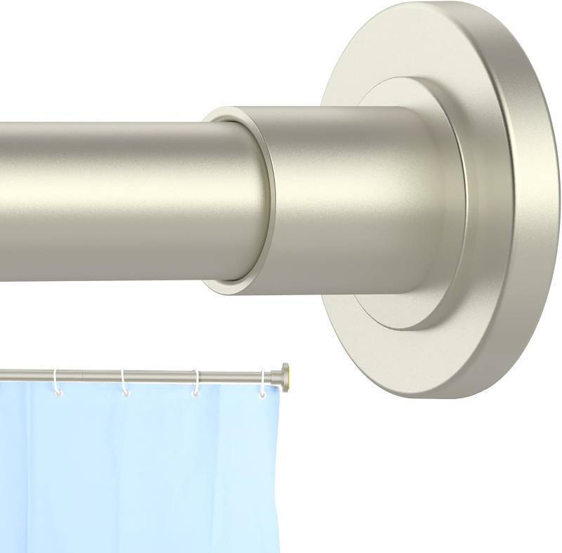 lot 301355 image: Brushed Nickel Shower Curtain Rod 31 to 80 Inch,1 Inch Diameter Adjustable Spring Tension Stainless Steel Telescoping Rod,Easy Install,No Rust