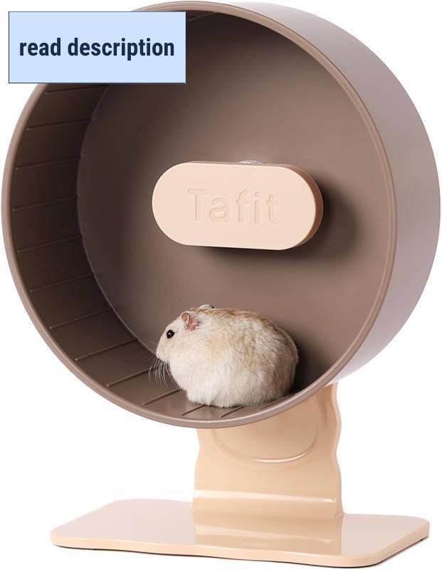 lot 301359 image: Silent Hamster Wheel 8.7 Inch Dual-Bearings Small Animals Quiet Running Exercise Wheels, Height Adjustable for Dwarf Hamsters, Gerbils, Mice, Hedgehog, Lemmings, or Other Small Pets,Nut Brown