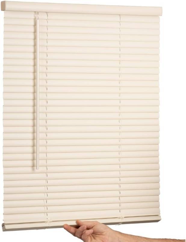 lot 401260 image: LOTUS & WINDOWARE Cordless Mini Blind, 1 Vinyl Slats, 35 Wide x 72 Long - Alabaster, Window Blinds for Home and Office, Interior Door Blinds - Light Filtering