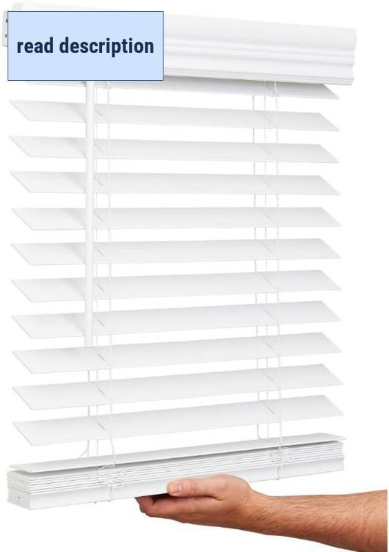 lot 111565 image: Lotus & Windoware Cordless, 2 Inch Faux Wood Blind, 35 Wide x 36 Long, Window Blinds, Blinds & Shades, Blinds for Indoor Windows, Smooth, Bright White - 35 x 36,Bright White