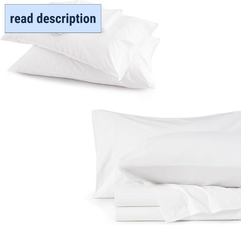 lot 411255 image: Bedsure Full Size Cooling Sheets Bundle 100% Cotton Sheets Full Size - Soft Percale Sheets, 4 Pieces White Sheet Set, Breathable Cooling Full Sheets