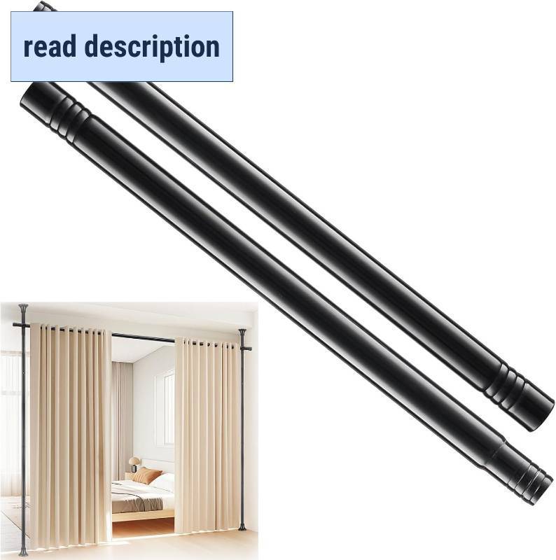 lot 411268 image: Extension Rods for Room Divider Curtain Rod,1 Stainless Steel Rod, Floor to Ceiling Room Divider Extender, Black 14 inch