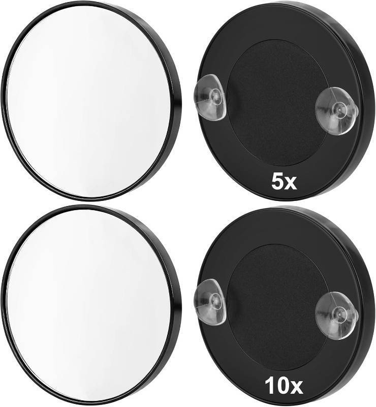 lot 411271 image: Tbestmax 4 Pcs 5X 10X Magnifying Mirror, Small Travel Magnifying Makeup Mirror with Suction Cup, 3.5 inches