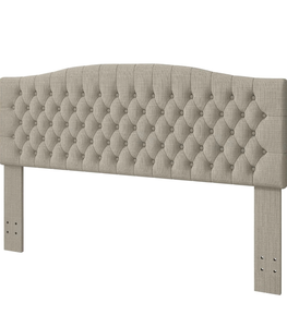 lot 16329 image: King Headboard Only, Upholstered Headboard King for Adjustable Bed Linen Tufted Calking Size Wall Mounted Head Board with Solid Wood Legs Head Board, Linen - Retail $209