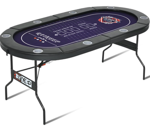 lot 16335 image: 71 Inch Poker Table Foldable, 8 Player Folding Poker Tables wCollapsible Legs, Casino Grade Felt, Padded Rails and Cup Holders, Portable Poker Table for Texas Holdem Poker and Blackjack - Retail $229