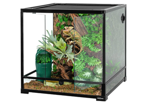 lot 16340 image: REPTIZOO 60 Gallon Glass Reptile Tank, 24 x 24 x 24 Large Reptile Terrarium Front Opening Terrarium with Double Hinge Door and Top Screen Ventilation, Easy Assembly Enclosure Tank - Retail $259