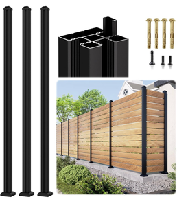 lot 16344 image: 3 Pack 6FT 3-Way Aluminum Fence Post, 1.8mm Thick Walls & 10mm Base, Matte Black Wood Fence Post, Rustproof & Weather-Resistant for Outdoor Privacy Panels - Retail $269
