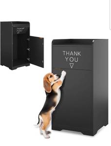 lot 16352 image: Kitchen Trash Can Cabinet with Tray Holder, 35-Gallon Wooden Commercial Indoor Trash Can, Storage Compartment for Restaurants, Cafes, Office Breakrooms - Retail $135
