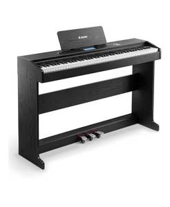 lot 16360 image: Donner DDP-95 Digital Piano with 88 Key Weighted Keyboard, Beginner Full Size Electric Piano Keyboard Boast Wireless Connection, 4.3 LCD, Record, 610 Tones, 600 Rhythms, 3 Piano Teaching Modes, Black - Retail $419