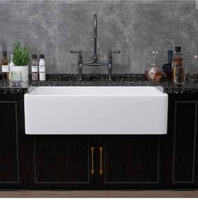 lot 16378 image: ��Miuara Farmhouse Sink 36 Inch - Extra Large Apron Front Kitchen Sink Reversible 36x18x10, Undermount Installation, Farm House ��Style Single Bowl, Solid Fireclay, Glossy White, for Kitchen - Retail $339