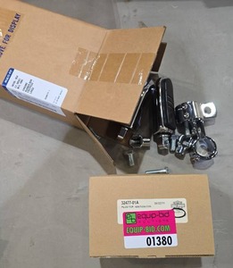 lot 1380 image: Multi-Fit Chrome Rubber Footpegs and Ignition Coil Plug Set