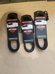 lot 9087 image: (3) Harley-Davidson 5-Foot Leather Pet Leash