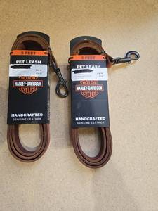 lot 9088 image: (2) Harley-Davidson 5-Foot Leather Pet Leash