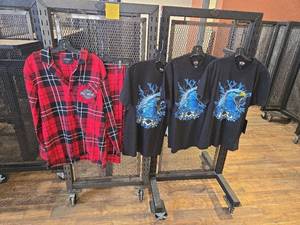 lot 9103 image: Harley-Davidson Eagle Lightning T-Shirt and Plaid Pajama Set