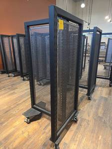 lot 11020 image: Rolling Metal Mesh Display Rack