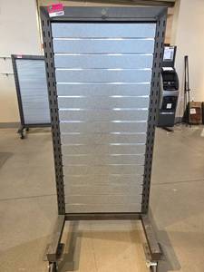 lot 11049 image: Commercial Rolling Display Rack with Slatwall Panels