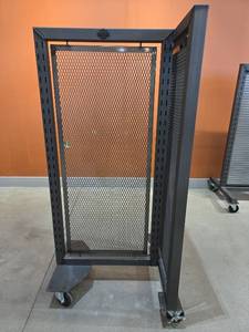 lot 11054 image: Rolling Metal Display Rack with Mesh Panels