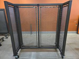 lot 11071 image: Industrial Rolling Storage Rack with Mesh Panels