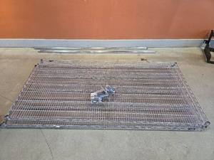 lot 11105 image: Uline Chrome Wire Shelving Unit with Clips