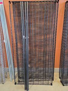 lot 11107 image: Uline Heavy Duty Wire Shelving Unit - 4 Shelves &amp 4 Legs