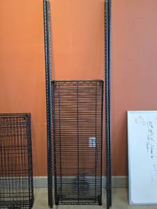 lot 11111 image: Heavy Duty Wire Shelving Unit with Posts - 2 Shelves &amp 4 Posts