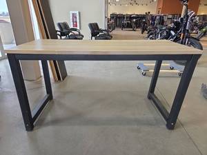 lot 11153 image: Modern Wooden Desk and LED A-Frame Writing Board