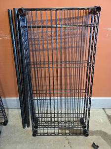 lot 9260 image: Black Wire Shelving - 5 Shelves 4 Legs