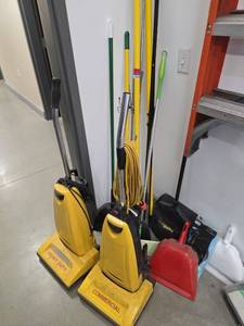 lot 9309 image: (2) Commercial Carpet Pro Heavy Duty Vacuum Cleaners And Cleaning Supplies
