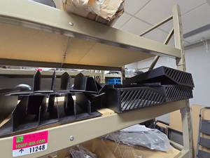 lot 11248 image: Black Slat Wall Shelves With Dividers