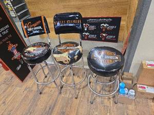 lot 11269 image: Harley-Davidson Bar Stools - Set of 3