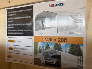 lot 4097 image: Unused SDLANCH Carport 12x20ft Enclosed Steel Shelter (SDLC1220)