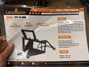 lot 4322 image: Unused Landhonor Skid Steer Tree Puller (TP2-13-08D)