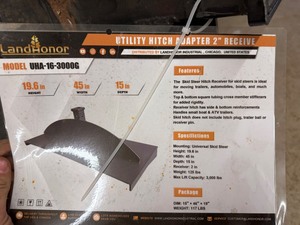lot 4326 image: Unused Landhonor Skid Steer Utility Hitch Adapter 2 in Receiver (UHA-16-3000G)
