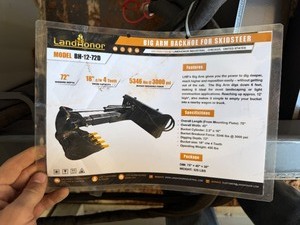 lot 4328 image: Unused Landhonor Big Arm Backhoe for Skid Steer (BH-12-72D)