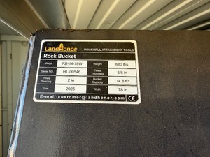 lot 4343 image: Unused Landhonor Skid Steer Rock Bucket 78 in (RB-14-78W)