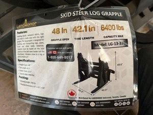 lot 4354 image: Unused Landhonor Skid Steer Log Grapple (LG-13-33D)