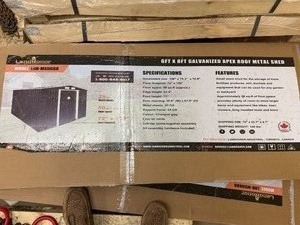 lot 4370 image: Unused Landhonor 6ft x 8ft Galvanized Apex Roof Metal Shed (LHR-MS0608)