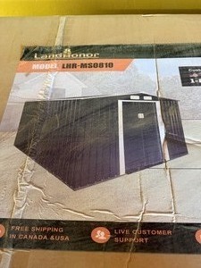 lot 4371 image: Unused Landhonor 8ft x 10ft Galvanized Apex Roof Metal Shed (LHR-MS0810)
