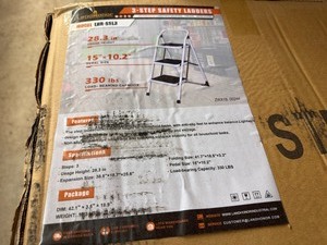 lot 4378 image: Unused Landhonor 3-Step Safety Ladder (LHR-SSL3)