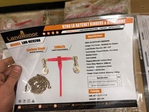 lot 4411 image: Unused Landhonor 9200 LB Ratchet Binders & G70 Chains Set of 15 (LHR-RC9200)