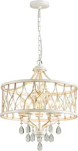 $109 Crystal Chandelier, 5-Light Farmhouse White Pendant for Dining