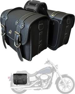 lot 2303 image: $68 Motorcycle Saddlebags - Faux Leather Throw-Over, Universal Small
