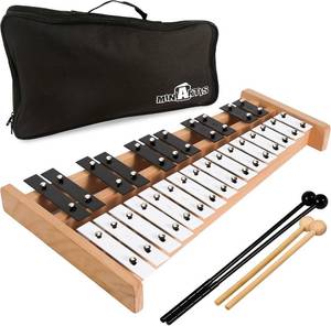 lot 2318 image: $53 MINIARTIS Glockenspiel Xylophone - 27-Note Metal Keys, Carry Case