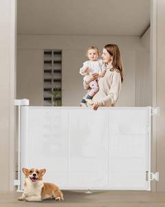 lot 2327 image: 71-Inch Retractable BabyDog Gate, 34-Inch Tall, Reinforced Strip