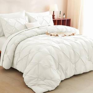 lot 2333 image: $47 CozyLux King Size Comforter Set Ivory, 7 Pieces Bed in a Bag